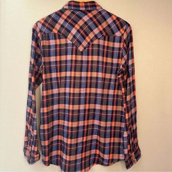 NWT Wrangler Plaid Pearl Snap Button Down Shirt Western Country - Picture 6 of 7